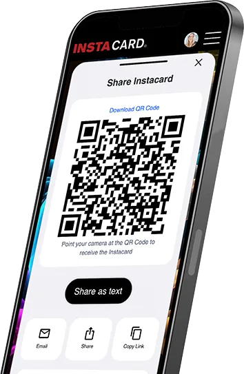 right hero image showing the share qr code feature of the instacard